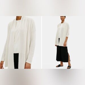 NWT Eileen Fisher Organic Linen Cotton Boxy Cardigan White Size M $248
